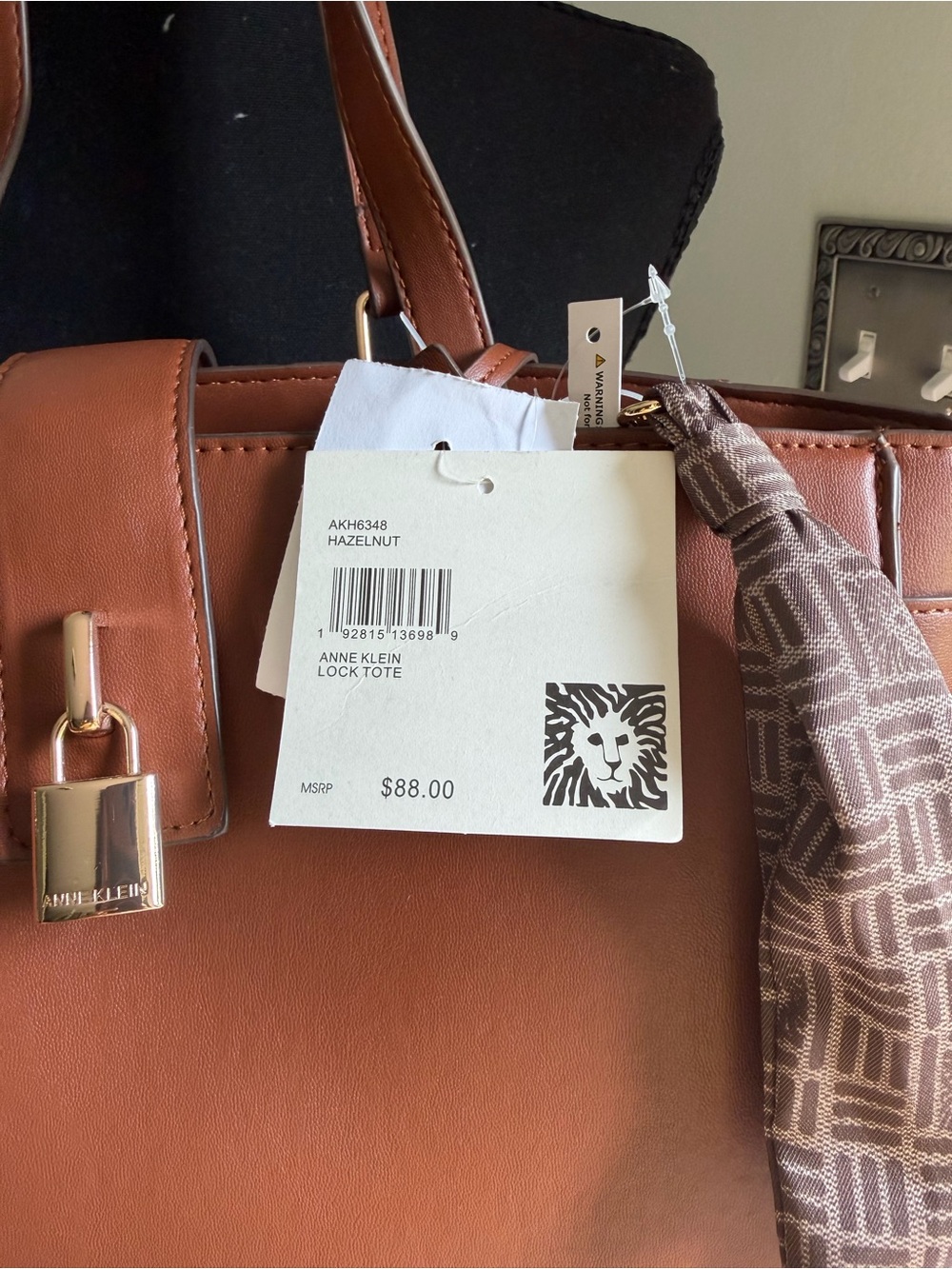 Anne Klein Brown Tote Bag with Gold Hardware - Picture 2 of 9